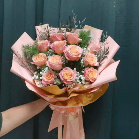 Bouquet of 1 dozen China Rose - Image 3